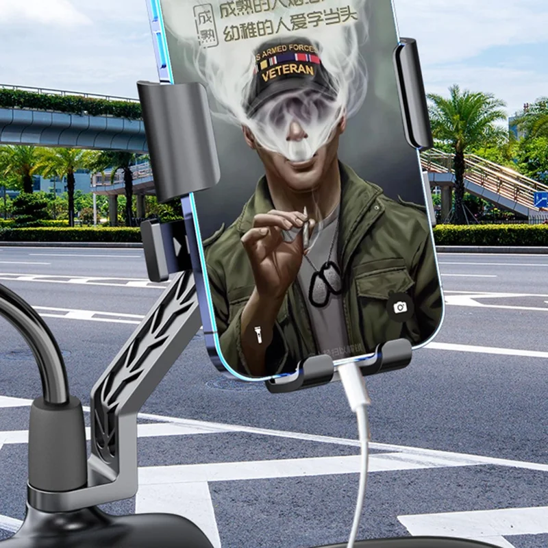 Electric Bike Motorcycle Handlebar  /  Rearview Mirror Mount Mobile Phone Holder Navigation Bracket - Handlebar Mount  /  Red