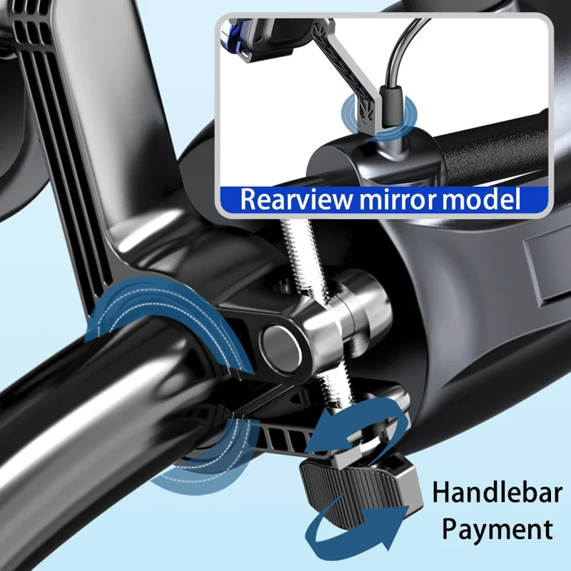 Electric Bike Motorcycle Handlebar  /  Rearview Mirror Mount Mobile Phone Holder Navigation Bracket - Handlebar Mount  /  Red