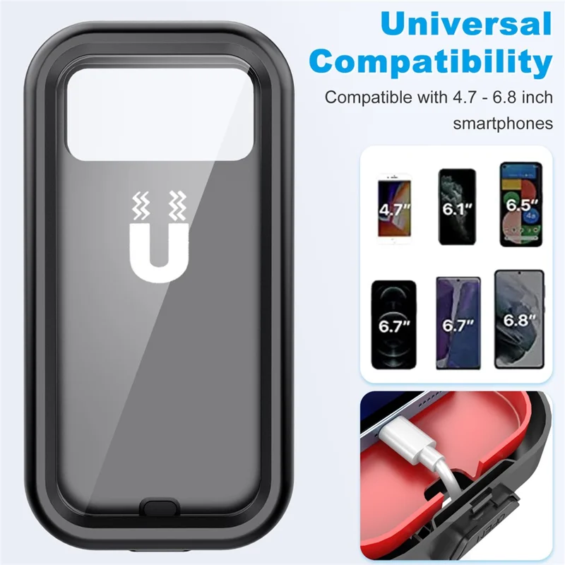 HL-159 Bike Handlebar Rotation Phone Mount Waterproof Motorcycle 4.7-6.8 Inch Phone Holder Bracket - All Black