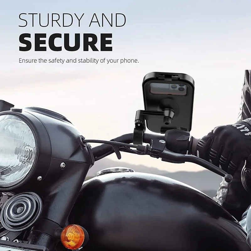 HL-159 Bike Handlebar Rotation Phone Mount Waterproof Motorcycle 4.7-6.8 Inch Phone Holder Bracket - All Black