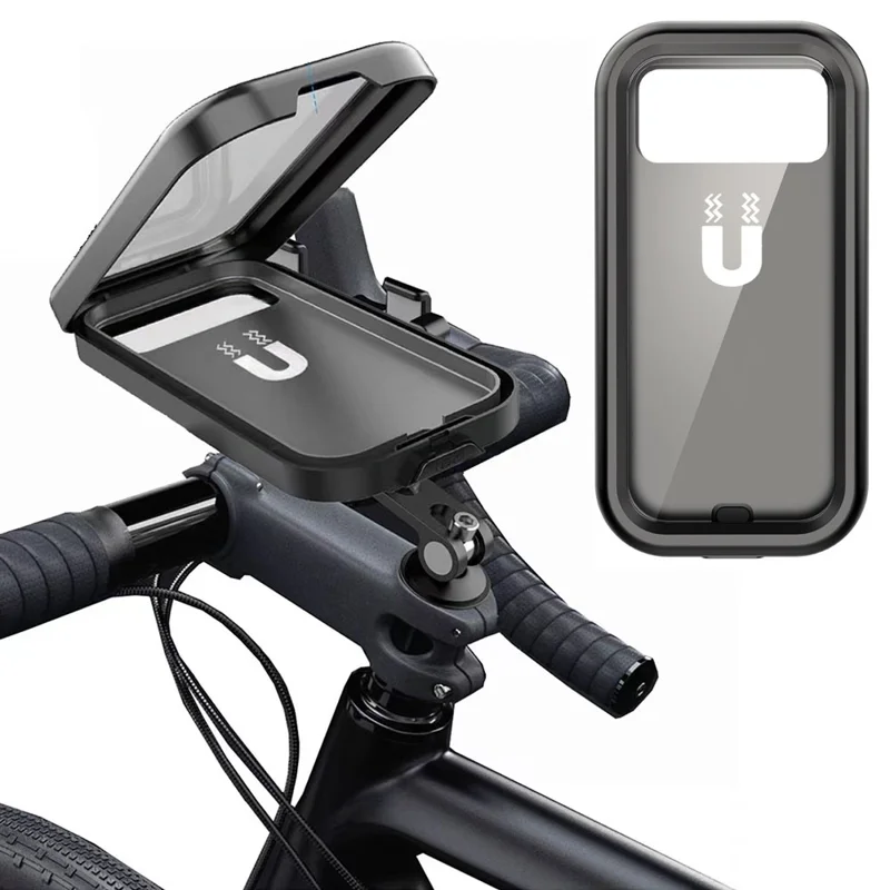 HL-159 Supporto per telefono con bicicletta a stelo Supporto per telefono impermeabile per moto Supporto per telefono Supporto a rotazione - Tutto nero