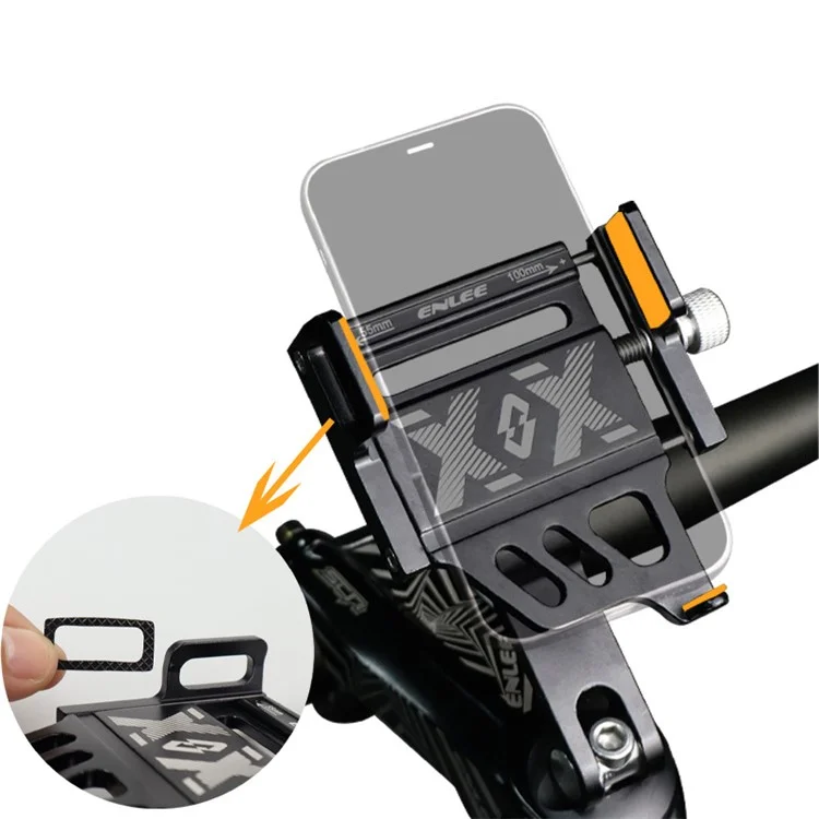 ENLEE Suporte de Telefone de Liga de Alumínio para Bicicleta (Design Rotativo) - Preto