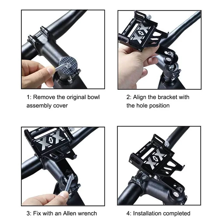 ENLEE Suporte de Telefone de Liga de Alumínio para Bicicleta (Design Rotativo) - Preto