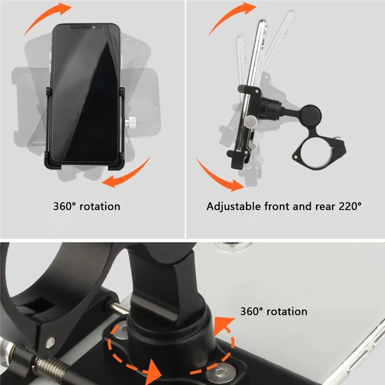 GUB PLUS 19 Adjustable Angle Aluminum Alloy Bicycle Handlebar Mount Phone Holder