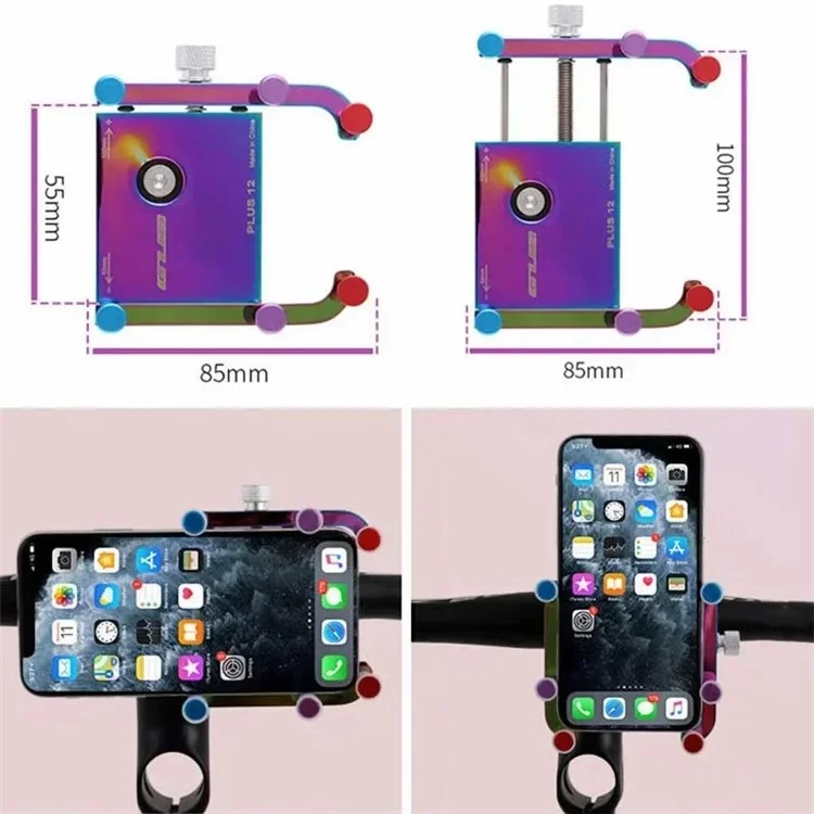 GUB Plus 12 Bicycle Phone Holder Colorful Electroplated Aluminum Alloy Bike Handlebar Phone Bracket