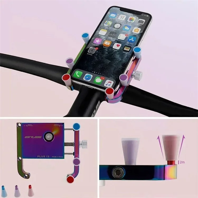 GUB Plus 12 Bicycle Phone Holder Colorful Electroplated Aluminum Alloy Bike Handlebar Phone Bracket