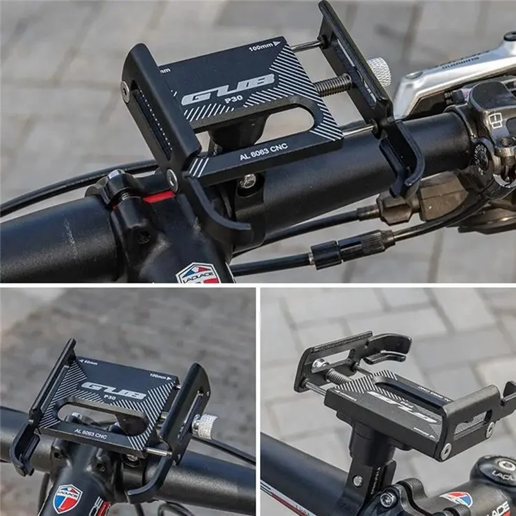 GUB P30 Aluminium-Legierungs-Telefonhalter Fahrrad Handyhalterung Fahrrad-Halterung - Schwarz
