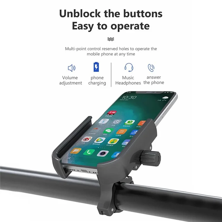 GUB P40 360 Gradi di Rotazione Supporto da Bicicletta per Manubrio in Lega di Alluminio per Telefono - Nero
