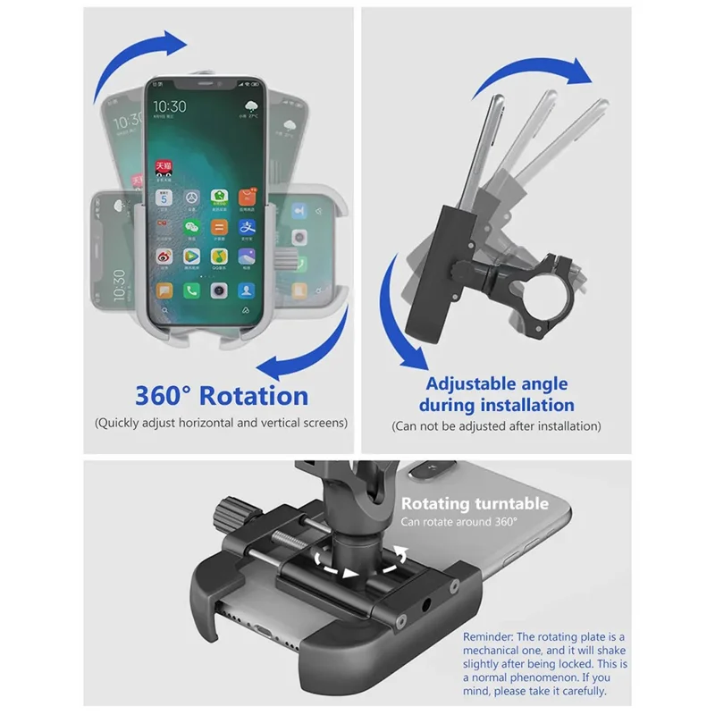 GUB P40 360 Degree Rotation Bicycle Handlebar Mount Aluminum Alloy Phone Holder Bracket - Silver