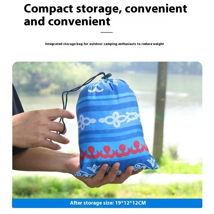 Rede de Camping para Viagem para 2 Pessoas, Tecido Nylon Tafetá 210T, Cama Suspensa com Bolsa de Armazenamento, Versão Padrão - Azul