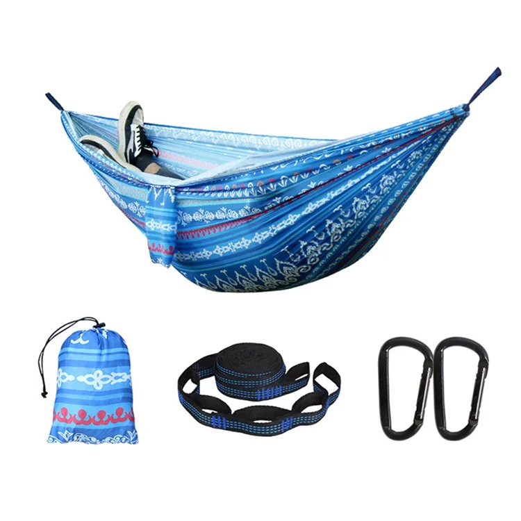 Rede de Camping Portátil para 2 Pessoas, Anti-Tombamento, Balanço Externo com Bolsa de Armazenamento, Versão Média - Azul