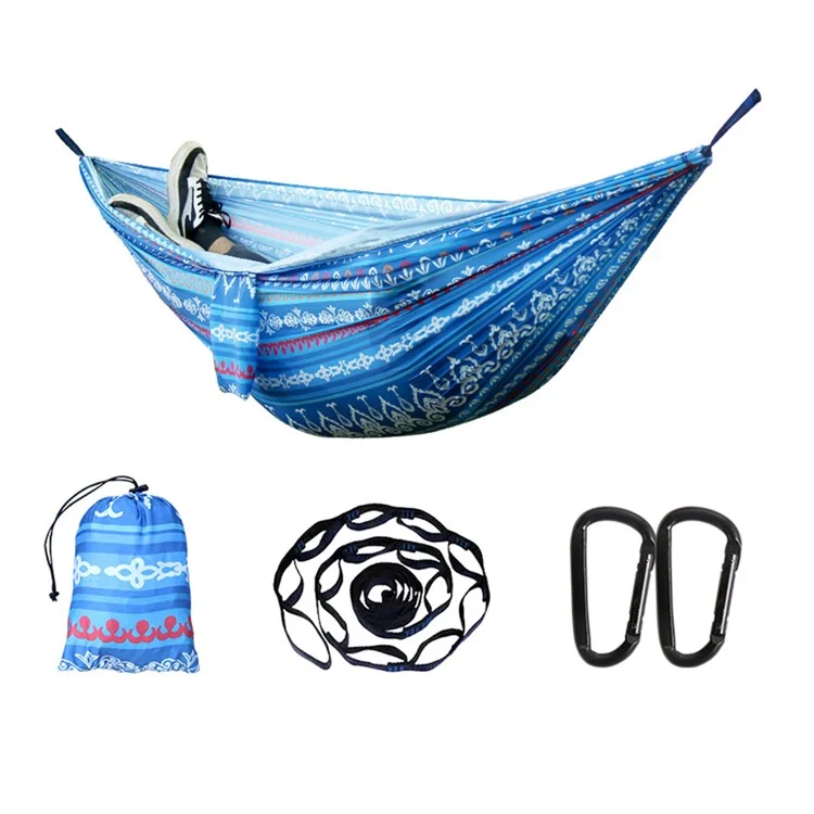 Hamac de Camping Portable pour 2 Personnes Anti-Basculement Balançoire Extérieure Lit Suspendu avec Sac de Rangement, Version Haut de Gamme - Bleu