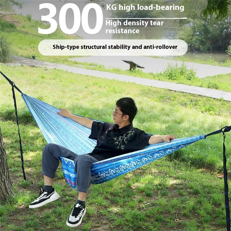 Hamac de Camping Portable pour 2 Personnes Anti-Basculement Balançoire Extérieure Lit Suspendu avec Sac de Rangement, Version Haut de Gamme - Bleu