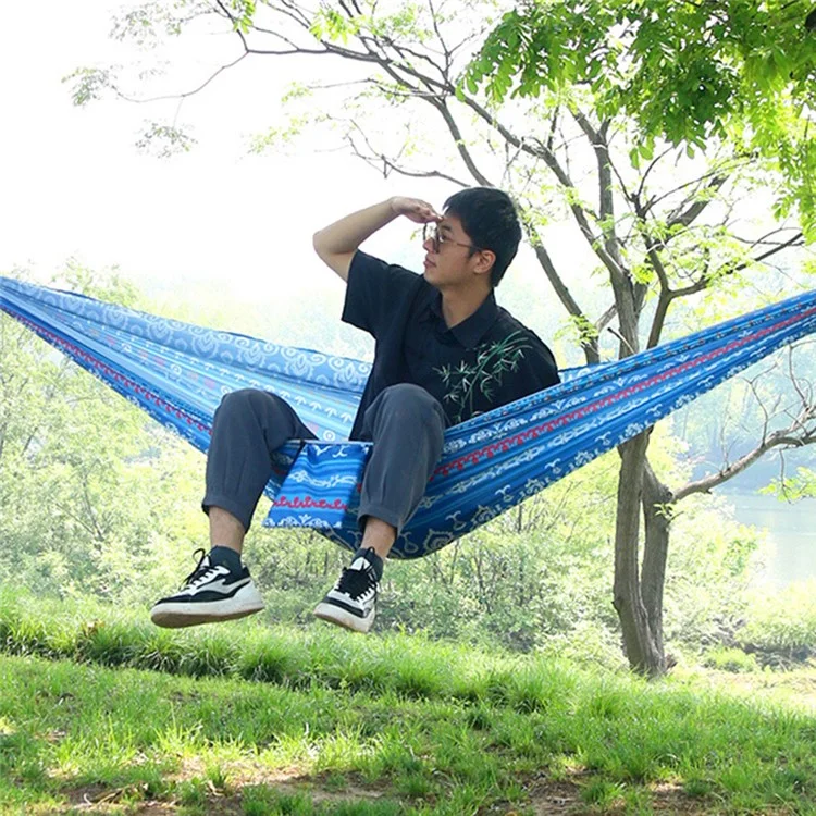 Hamac de Camping Portable pour 2 Personnes Anti-Basculement Balançoire Extérieure Lit Suspendu avec Sac de Rangement, Version Haut de Gamme - Bleu
