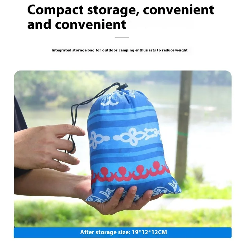 Hamac de Camping Portable pour 2 Personnes Anti-Basculement Balançoire Extérieure Lit Suspendu avec Sac de Rangement, Version Haut de Gamme - Bleu