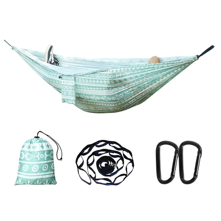 Hamac de Camping Portable pour 2 Personnes Anti-Basculement Balançoire Extérieure avec Sac de Rangement, Version Haut de Gamme - Vert
