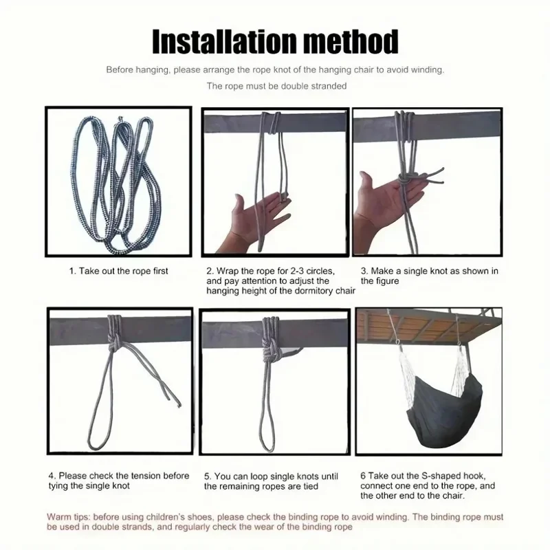 Outdoor Camping Patio Yard Canvas Hammock Chair Hanging Swing Seat with Cushion + Throw Pillow - White