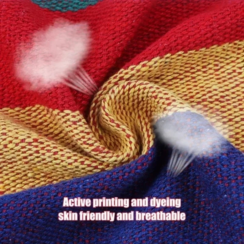 Outdoor Camping Patio Yard Canvas Hammock Chair Hanging Swing Seat with Cushion + Throw Pillow - White