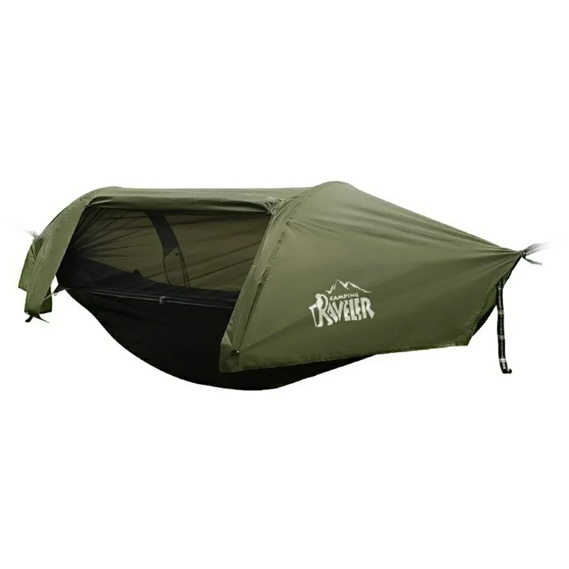 TRAVELER Camping Hammock 270 x140cm Double Hammock Tent with Net for Outdoor Hiking Travel - Army Green