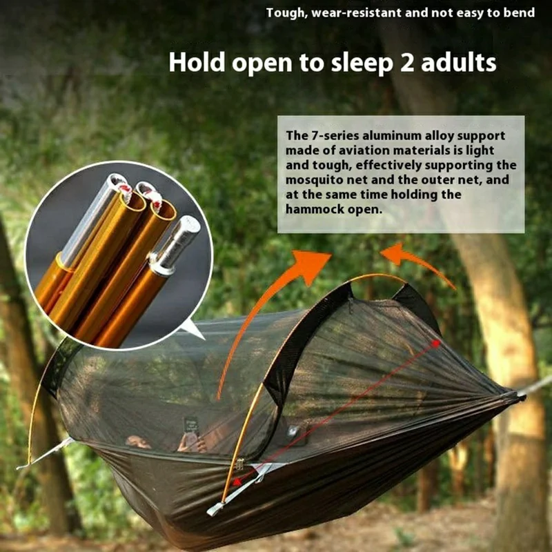 TRAVELER Camping Hammock 270 x140cm Double Hammock Tent with Net for Outdoor Hiking Travel - Army Green