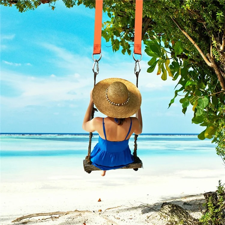 TRAVELER 2 Stück 150 cm Outdoor-Hängematten-Gurte, Hängeseil, Schaukelgurt, Innen-Yoga-Aufhängebänder, Polyesterkordeln - Orange