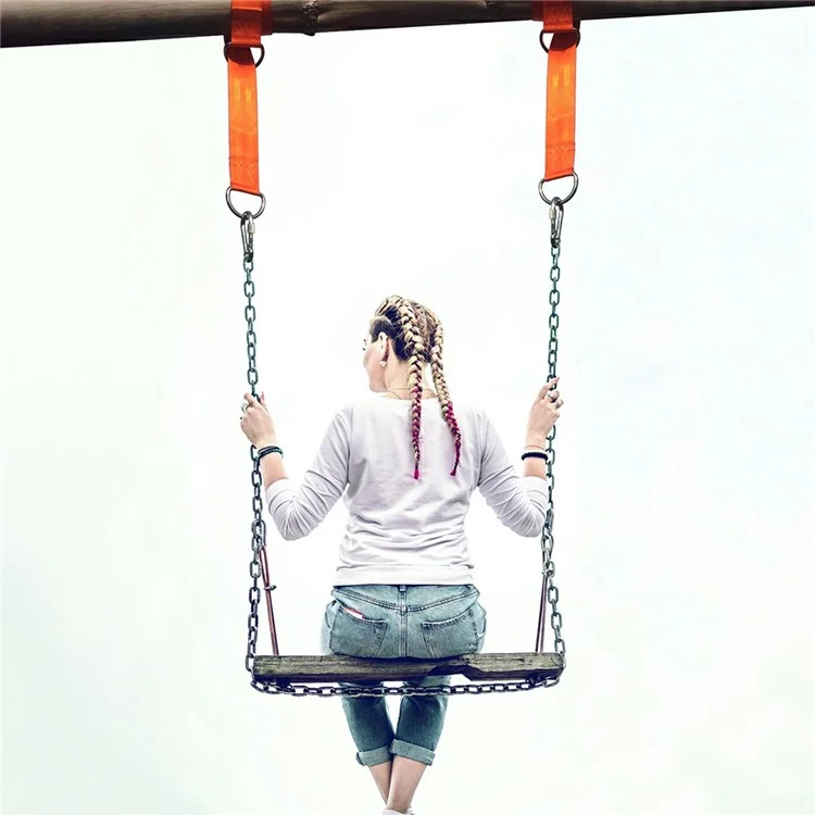 TRAVELER 2 Stück 150 cm Outdoor-Hängematten-Gurte, Hängeseil, Schaukelgurt, Innen-Yoga-Aufhängebänder, Polyesterkordeln - Orange