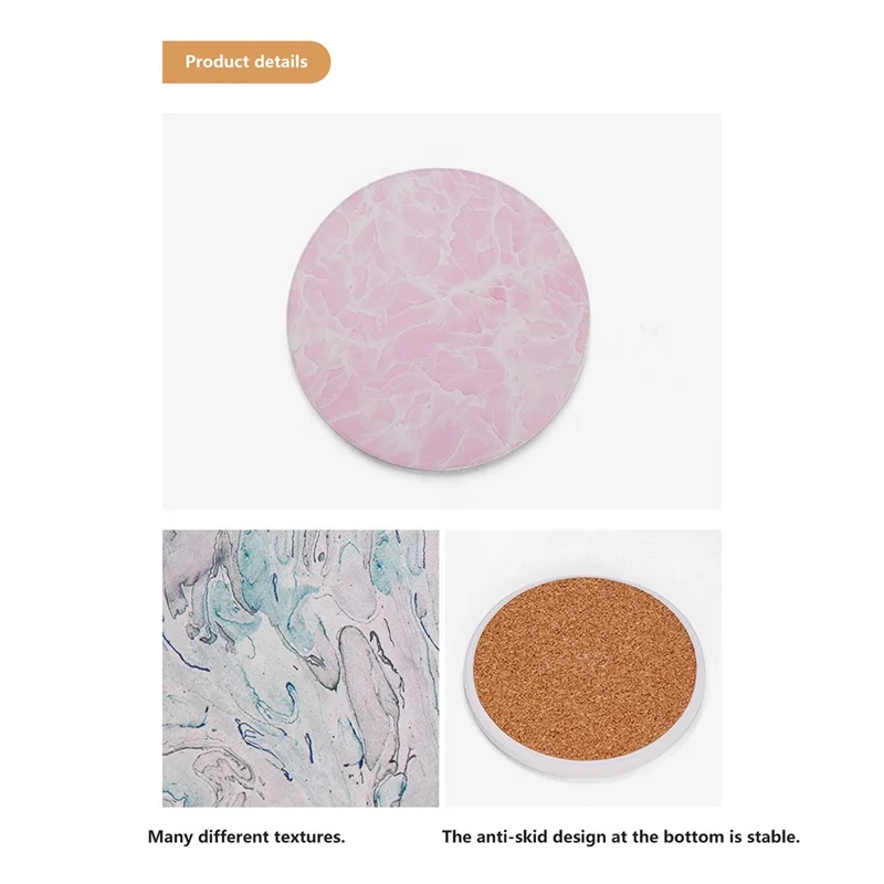 Marble Grain Cup Coaster Nordic Insulated Absorbent Round Ceramic Coffee Mug Placemat - Gold Dots