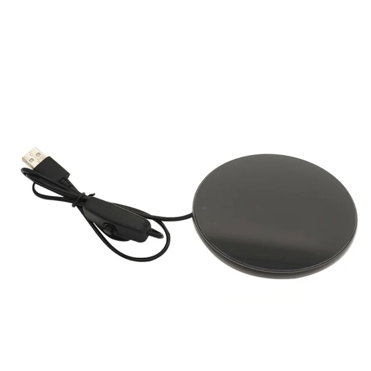 A308 USB Cup Mug Warmer with Indicator Light and Switch Cup Coaster Warmer Beverage Heater for Home Office - Black