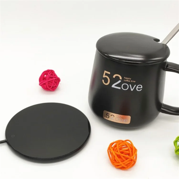 A308 USB Cup Mug Warmer with Indicator Light and Switch Cup Coaster Warmer Beverage Heater for Home Office - Black