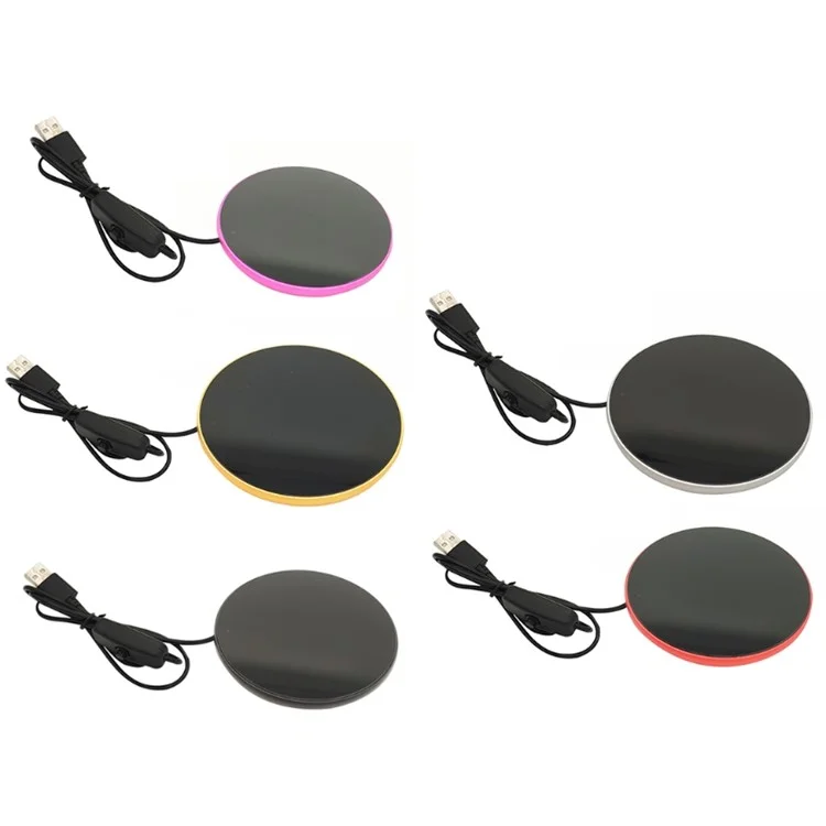 A308 USB Cup Mug Warmer with Indicator Light and Switch Cup Coaster Warmer Beverage Heater for Home Office - Black