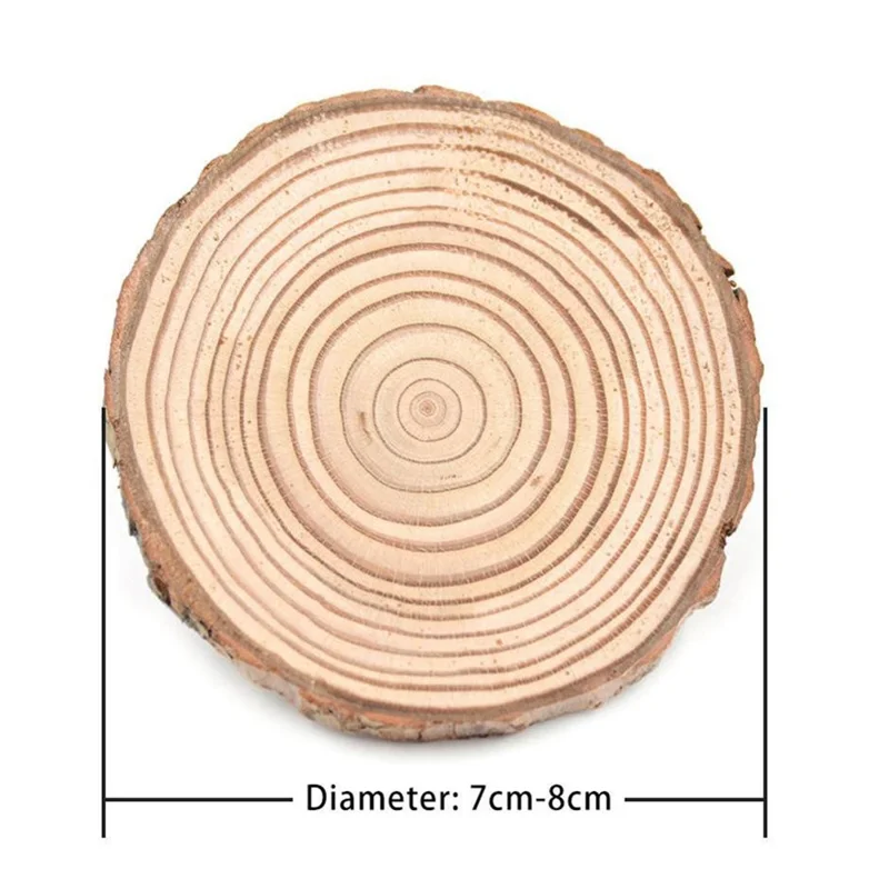 Natural Wooden Log Slice Cup Mat Coaster Pine Tree Tea Coffee Mug Drinks Round Holder Table Decor - 7-8cm