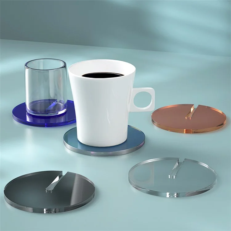 10cm Round Thicken Acrylic Coaster Pad Kitchen Dining Table Anti-scalding Water Tea Coffee Cup Mat - Colorful