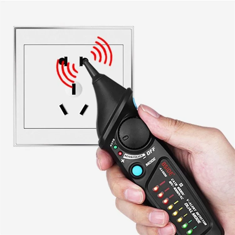 BSIDE AVD06 AC 12-1000V Stylo de test de tension électrique Non-Contact Sensor Détecteur d'alimentation intelligent avec lumière LED blanche Mode double test Stylo pour test de circuit