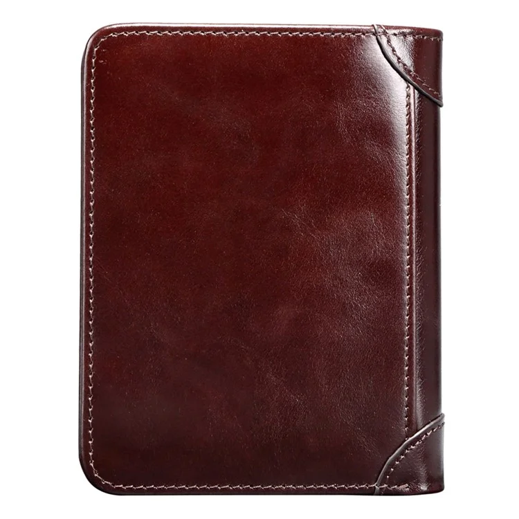 DANTE B922 RFID Blocking Stylish Top Layer Cowhide Men Short Wallet Cards Cash Carrying Bag - Coffee