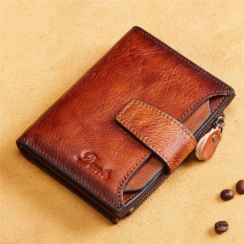DANTE D05508 Full Grain Cowhide Leather Multiple Card Slots Wallet RFID Blocking Cash Pouch - Brown