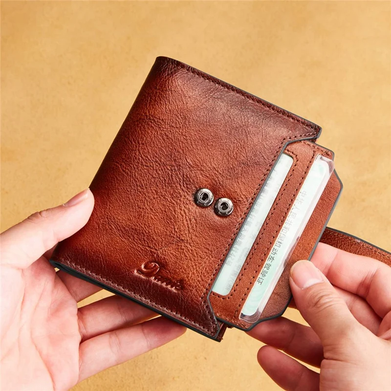 DANTE D05508 Full Grain Cowhide Leather Multiple Card Slots Wallet RFID Blocking Cash Pouch - Brown