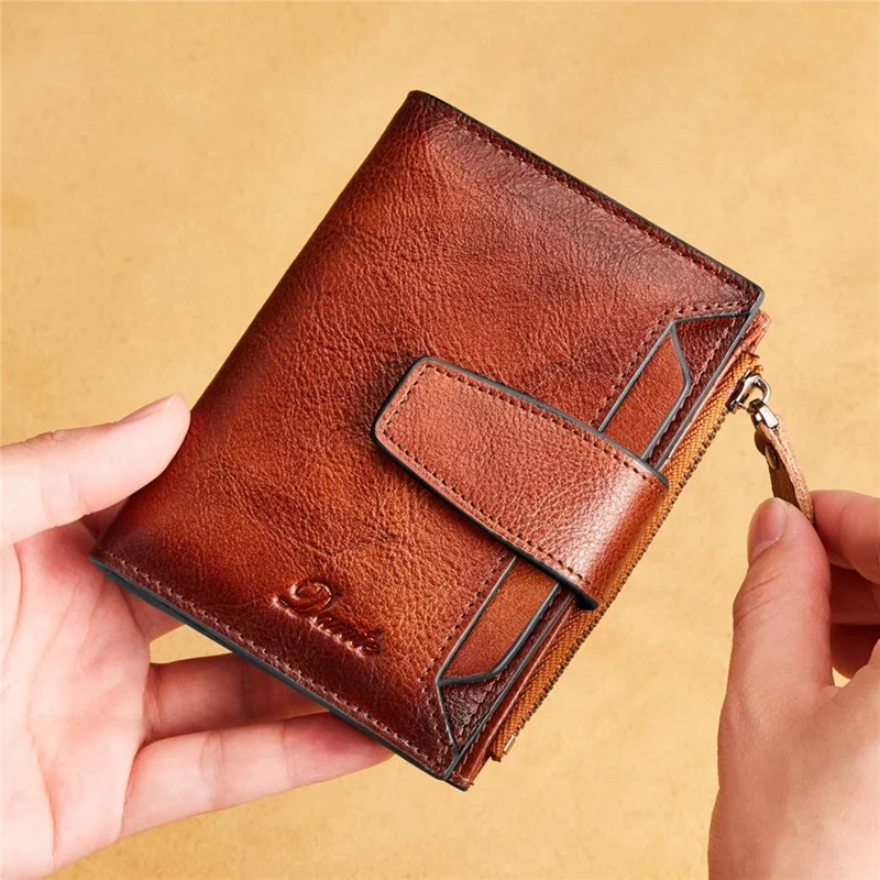 DANTE D05508 Full Grain Cowhide Leather Multiple Card Slots Wallet RFID Blocking Cash Pouch - Brown