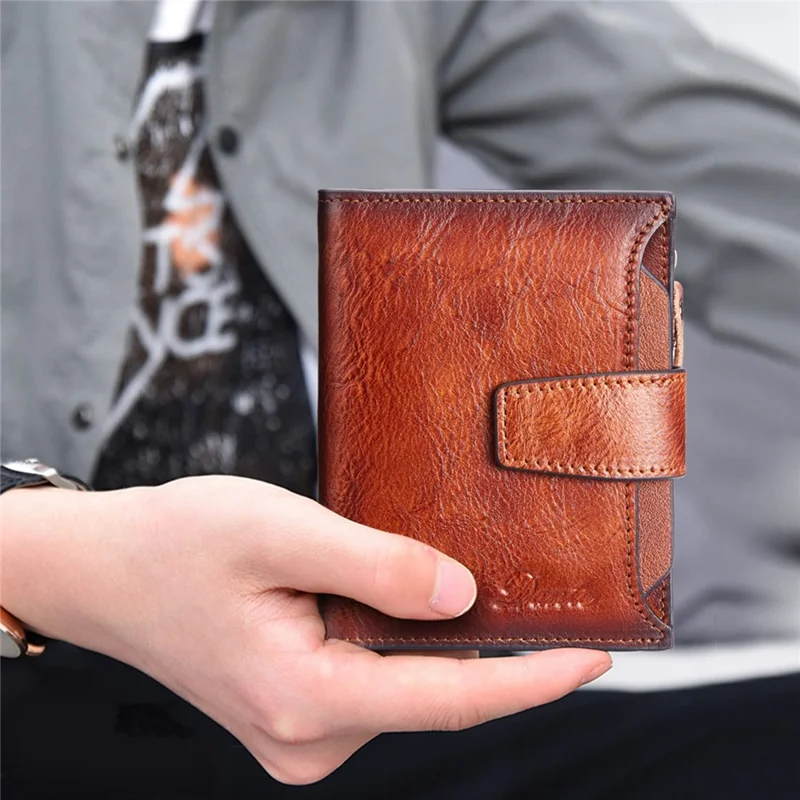 DANTE D05508 Full Grain Cowhide Leather Multiple Card Slots Wallet RFID Blocking Cash Pouch - Brown