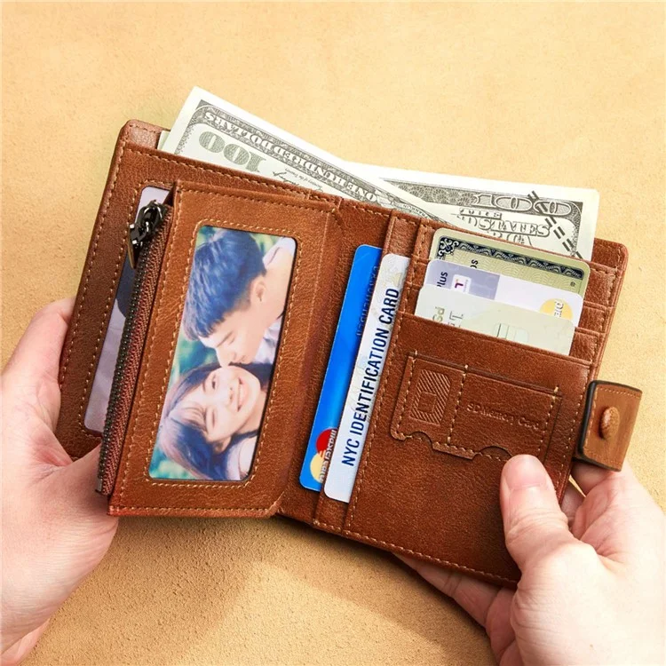 Dante D05509 Strato Superiore Magni Cowfide Wormet Short RFID Blocking Coper Pocket Cards Bagna Cash Tort - Marrone