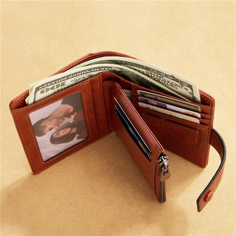 Dante D05509 Strato Superiore Magni Cowfide Wormet Short RFID Blocking Coper Pocket Cards Bagna Cash Tort - Marrone