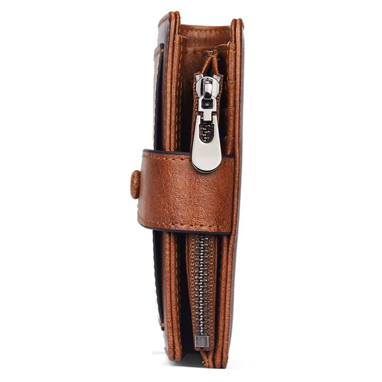 Dante D05509 Strato Superiore Magni Cowfide Wormet Short RFID Blocking Coper Pocket Cards Bagna Cash Tort - Marrone