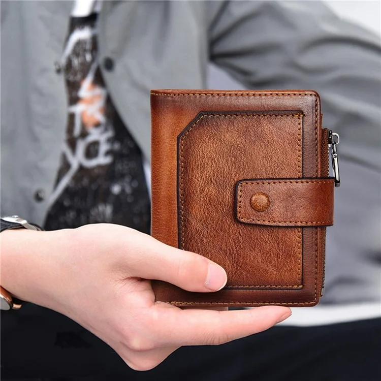 Dante D05509 Strato Superiore Magni Cowfide Wormet Short RFID Blocking Coper Pocket Cards Bagna Cash Tort - Marrone