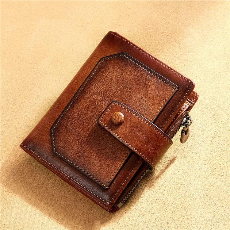 Dante D05509 Strato Superiore Magni Cowfide Wormet Short RFID Blocking Coper Pocket Cards Bagna Cash Tort - Marrone