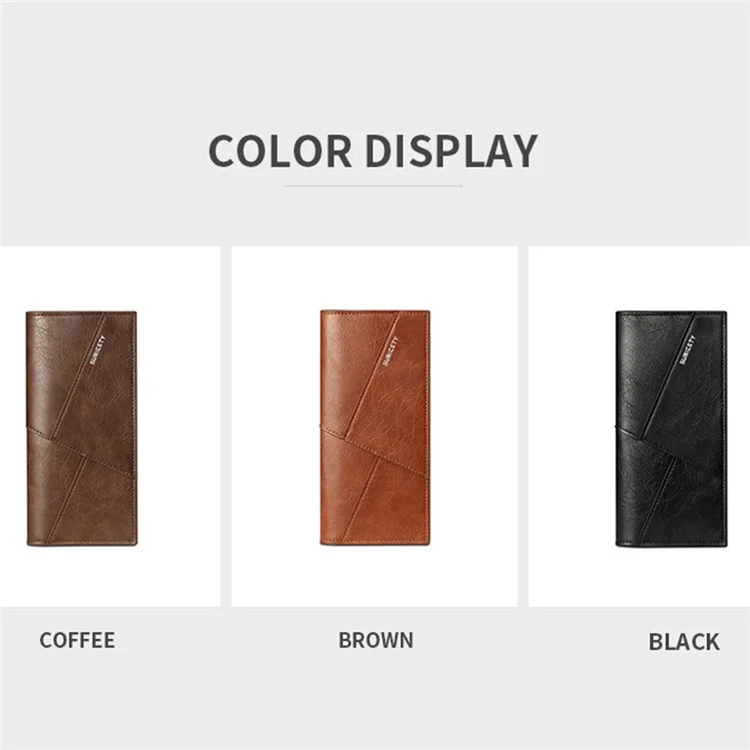 SUNICETY Men RFID Blocking Bifold Long Wallet Credit Card Holder Slim PU Leather Purse - Coffee