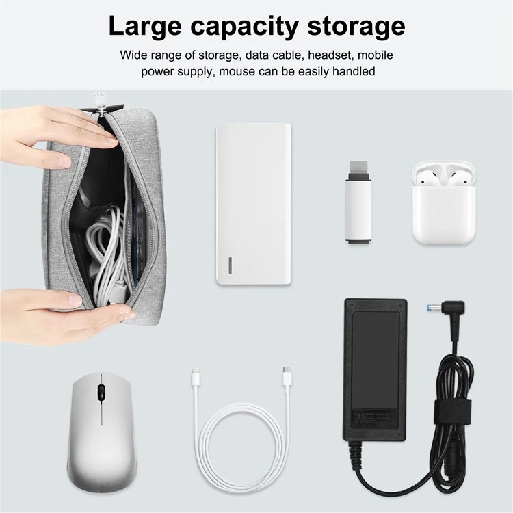 HAWEEL HWL2127 Bolsa de Transporte de Acessórios Digitais com Zíper Resistente à Água Cabo de Dados Powerbank Bolsa de Armazenamento - Cinza