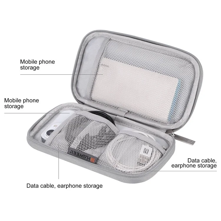 HAWEEL HWL2125 Elektronikzubehör Organizer Tragetasche Tragbarer Reisetasche Für Kabelladegeräte Watchband - Grau
