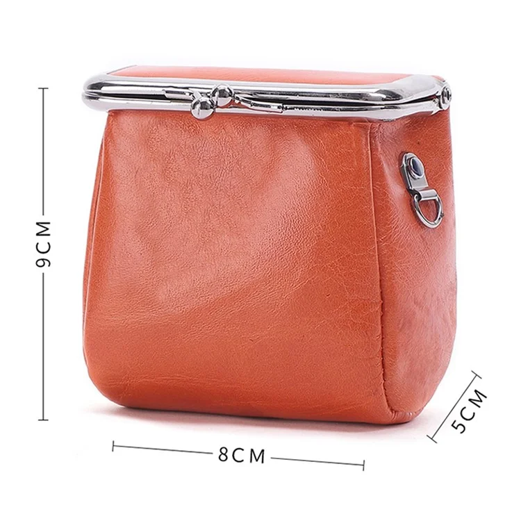 K099 Women's Vintage Pouch Kiss-lock Coin Lipstick Change Purse Wallet Crossbody Shoulder Bag - Orange