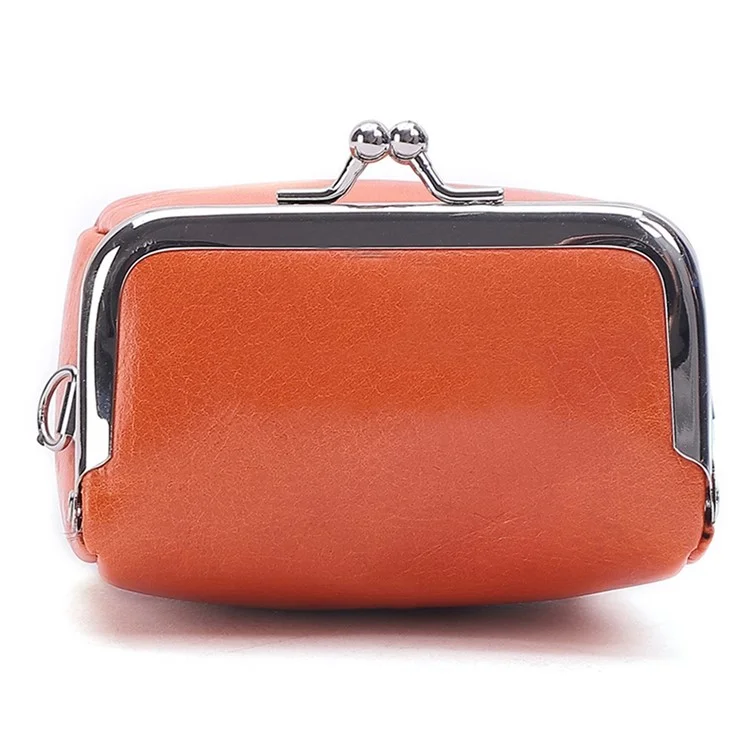 K099 Women's Vintage Pouch Kiss-lock Coin Lipstick Change Purse Wallet Crossbody Shoulder Bag - Orange