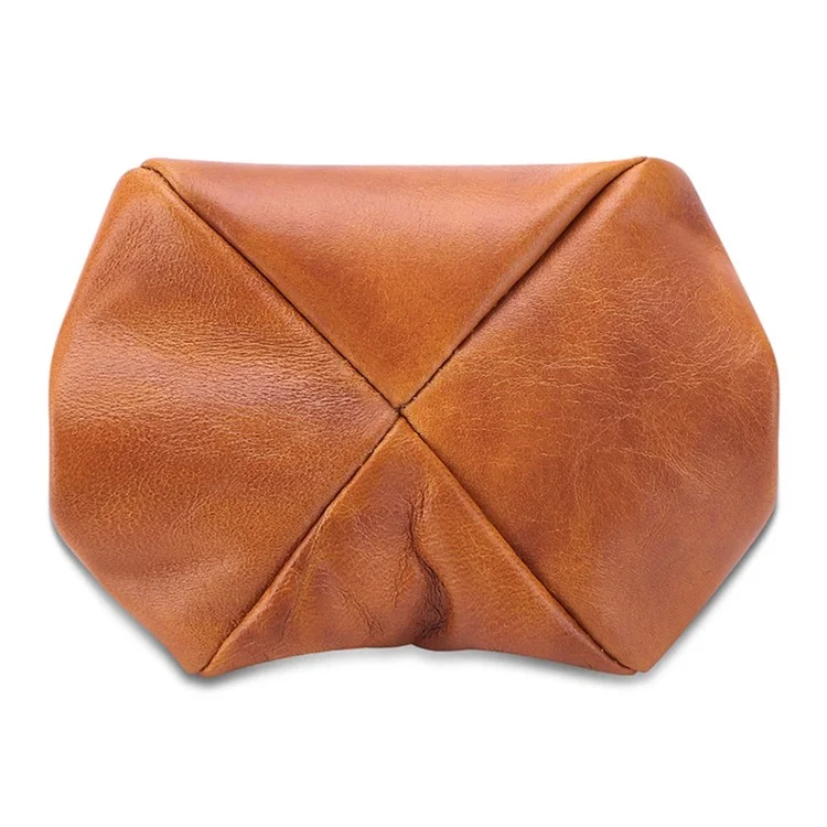 K095 Retro Handmade Coin Purse Clutch Money Bag Top Layer Cowhide Women Girl Wallet - Braun