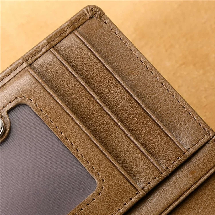 Dante QB4013 Bolsa de Monedas Rfid Bloqueo Men Billetera Corta Capa de Vintage Top Caquero Con Bolsillo Con Cremallera de Bolsillo - Café
